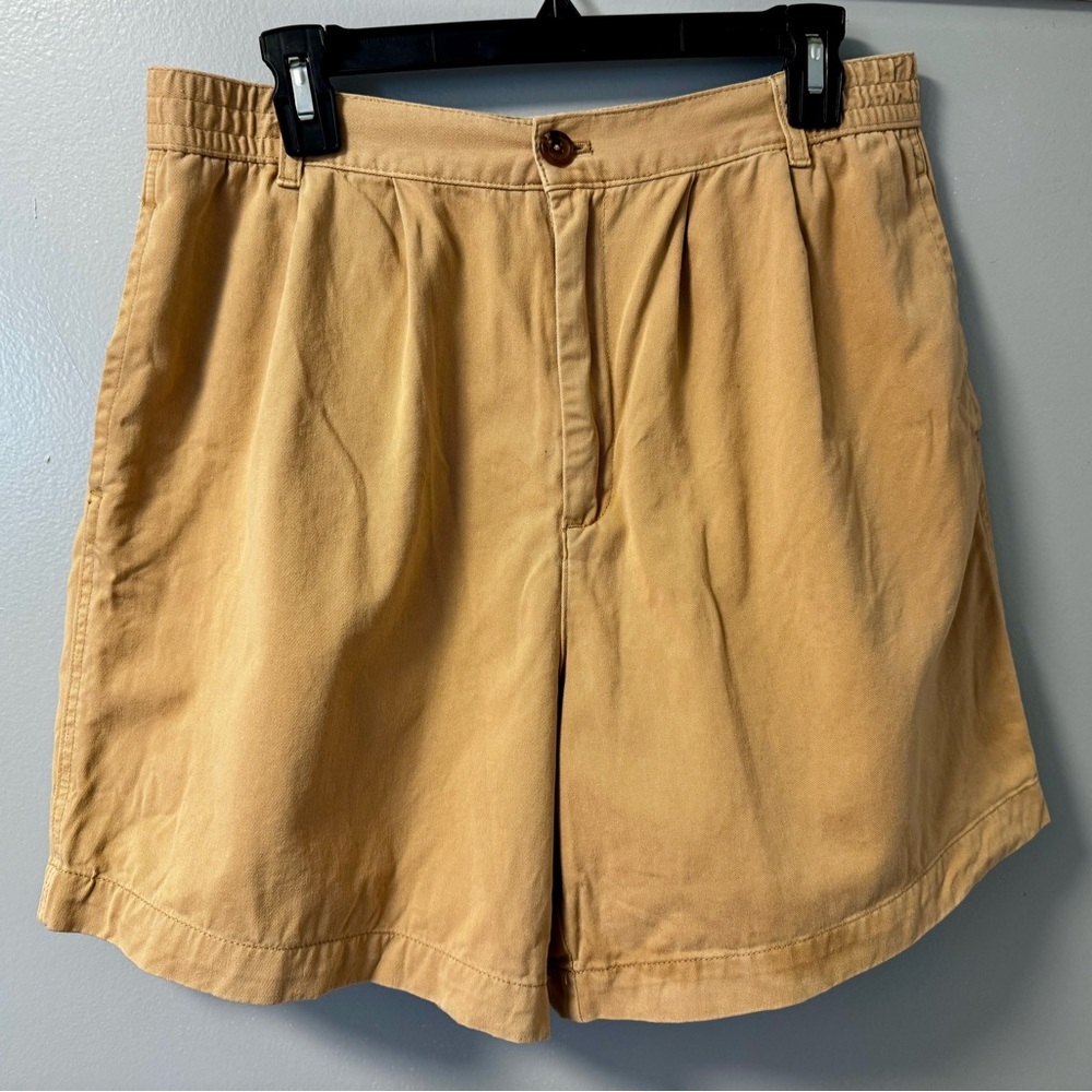 High-Rise pleated cotton Khaki Shorts classic preppy utility by Urban Outfitters
